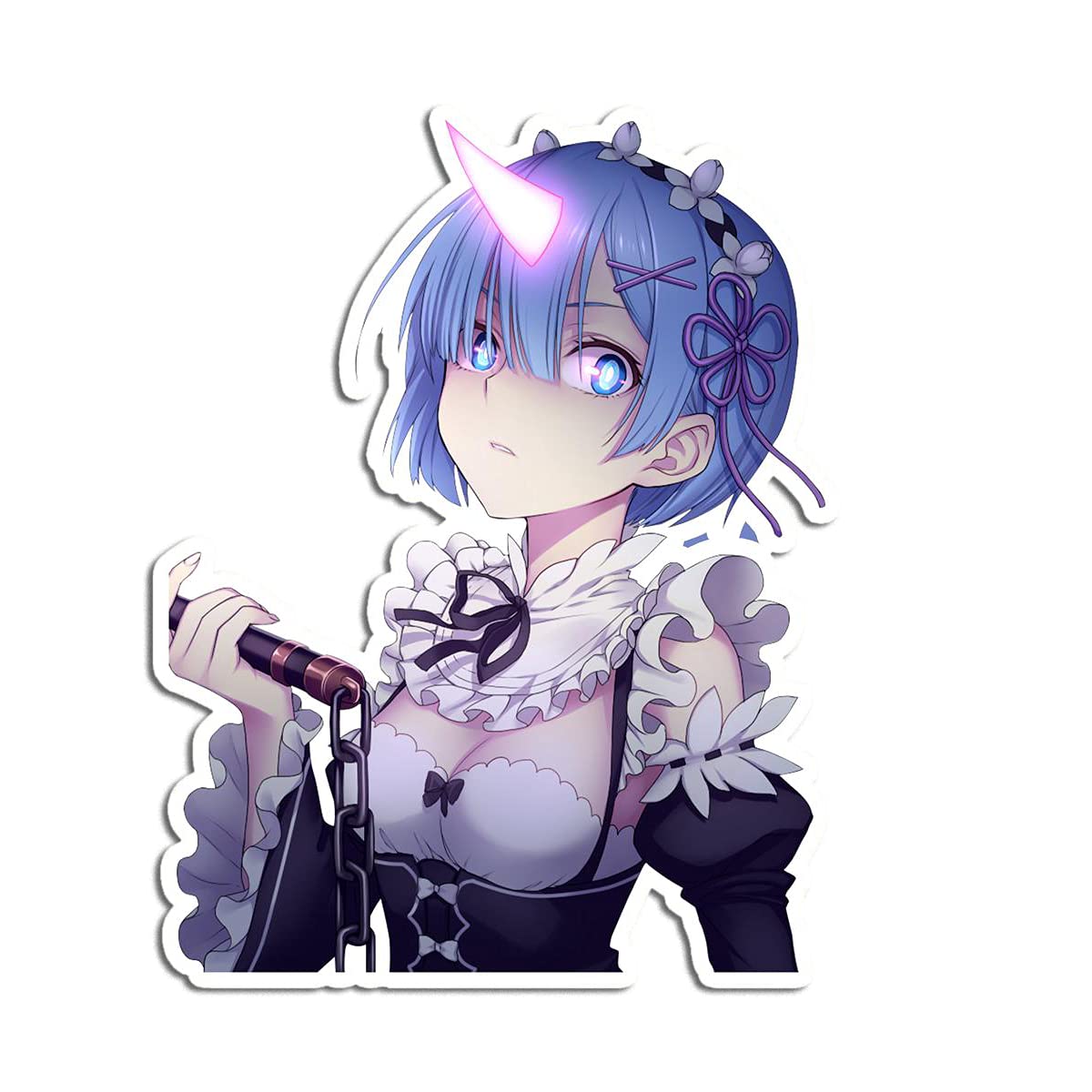 Waifu Senpai Rem Re Zero Sticker Rem Sticker Anime Peeker Sticker Decals Car Wall Window Vinyl Sticker for Laptop Water Bottle Skateboard Stickers Multi Size