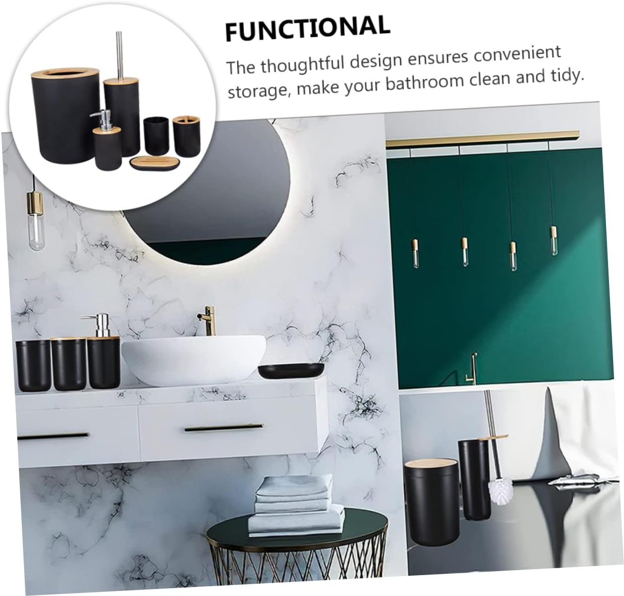 1 Set Bathroom Accessories Includes Soap Dish Toothbrush Holder Lotion Bottle Trash Can and Mouthwash Cup for Stylish Organization and Easy Use Any Bathroom