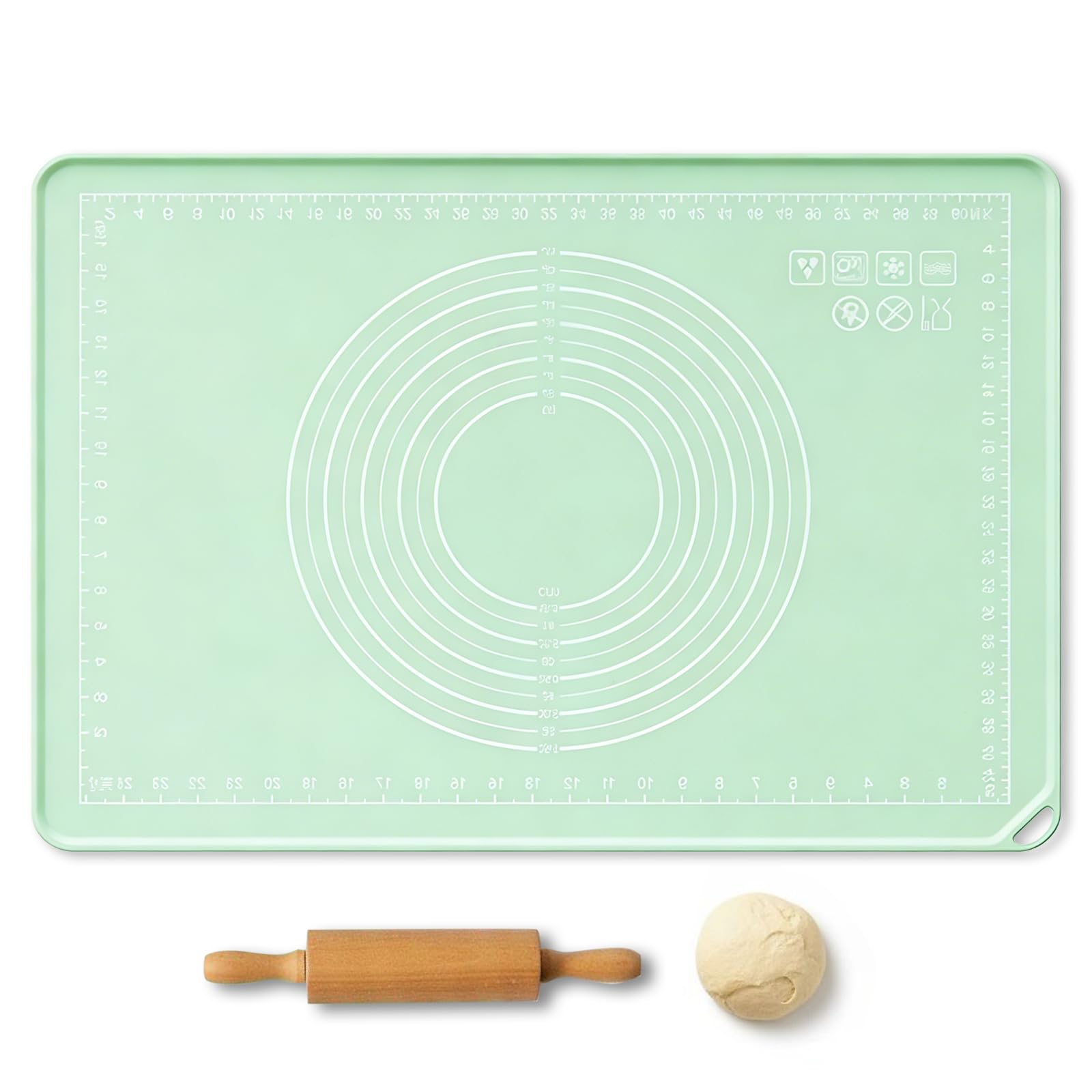 Knetmatte aus Silikon, 70 x 50 cm Teigmatte für den Kontakt mit Lebensmitteln geeignet, rutschfeste Backmatte mit Messskala, extra groß, zum Ausrollen, Kneten und Backen