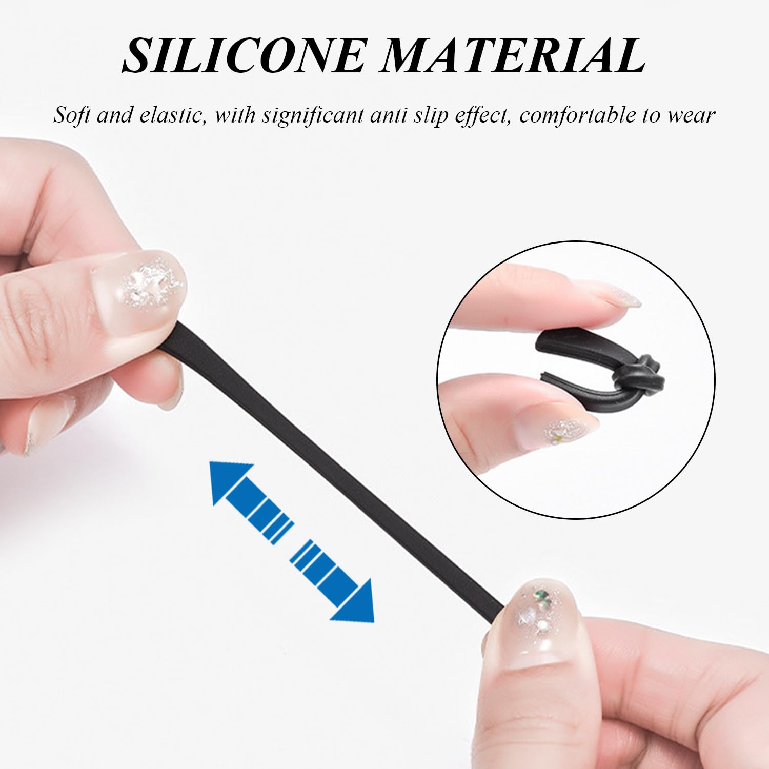 10 Paia di Coprigambe per Occhiali in Silicone Morbido, Coprigambe per Occhiali Elastici Antiscivolo, Accessori per Il Fissaggio degli Occhiali, Adatti per L'Uso Quotidiano, Fitness, Ciclismo.