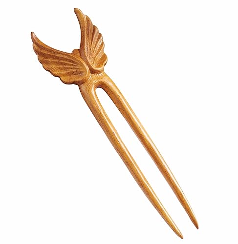 Miniatura 8 de Handicraftviet Horquillas de pelo de madera talladas a mano para mujer, barra de pelo de dos puntas para cabello largo, 6.29 pulgadas, madera de