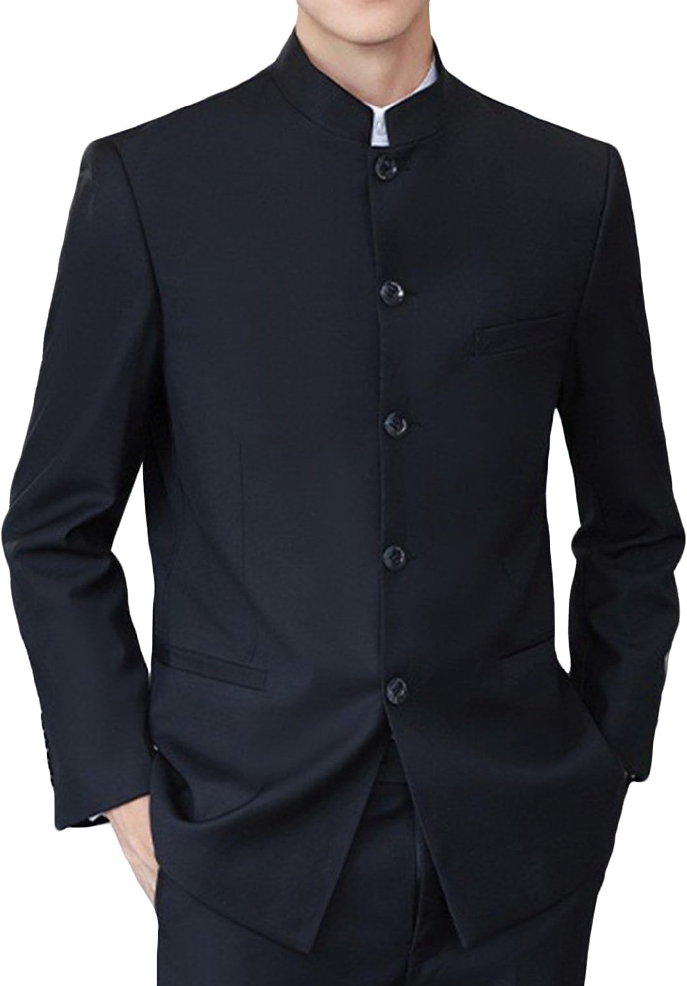 Jacket with Collar Tunic for Men Stand Collars Suits Jacket Formal Suit Mandarin Collar