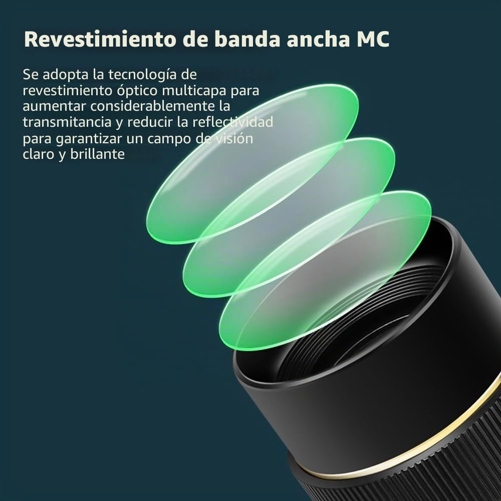 Andoer Objetivo de teléfono móvil de 300 mm para smartphone, objetivo zoom 10X, con clip de lente universal, paño de limpieza, bolsa de almacenamiento para senderismo, camping, observación de la