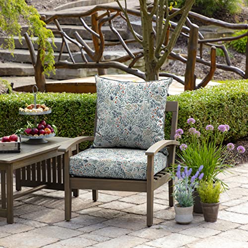 Image of Arden Outdoor Foam Deep Seat Cushions Set, 24x24, Premium High-Density Foam, Never Flattens, Weather-Proof for Patio Chair Sofa Couch, Pistachio Botanical