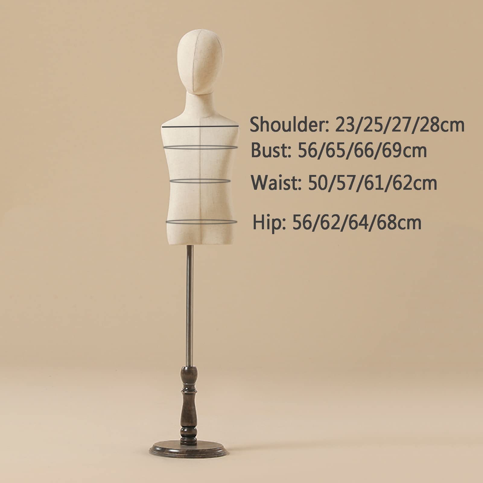 Kinderpuppe, Torso-Körper, Schnullermodell mit Kopf für Bekleidungsgeschäft, Nähdesign, Aufhänger mit verstellbarem Holzsockel, 23-56-50-56