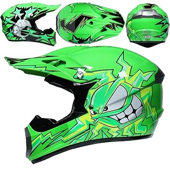 Youth Kid Motocross Helmet, Unisex Full Face Off Road Street Racing MTB Motorbike Helmet, Downhill Enduro ATV BMX Dirt Bike Crash Helmet, With Goggles Gloves Mask(Red,S/52-53CM