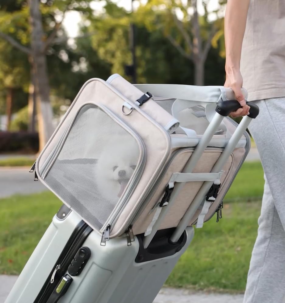 Miniatura 5 de Transportadores para gatos y perros pequeños, expansible, aprobado por aerolíneas, transportador de mascotas para animales pequeños, para viajes al