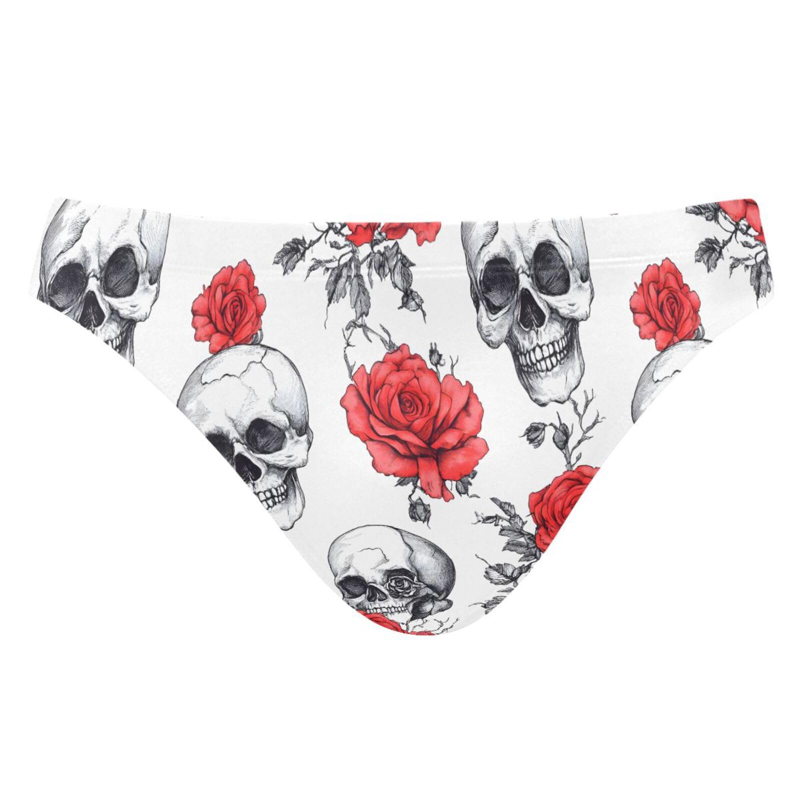 UMIRIKO Men's Gothic Skull Red Flower Swimsuit Bikini Swimwear XXL 202b8485