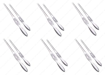 Stainless Steel Seafood Lobster/Crab Picker Fork, Pair of 6-1/8 and 5-1/8 Inches (Long), Set of 6 Pairs