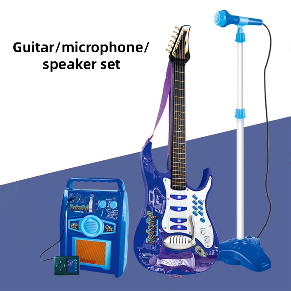 Mikrofon do karaoke gitara zestaw muzyczny mikrofon karaoke gitara zestaw muzyczny wielofunkcyjne zestawy instrumentów muzycznych regulowana głośność zamknięte gałki gitara elektryczna ze