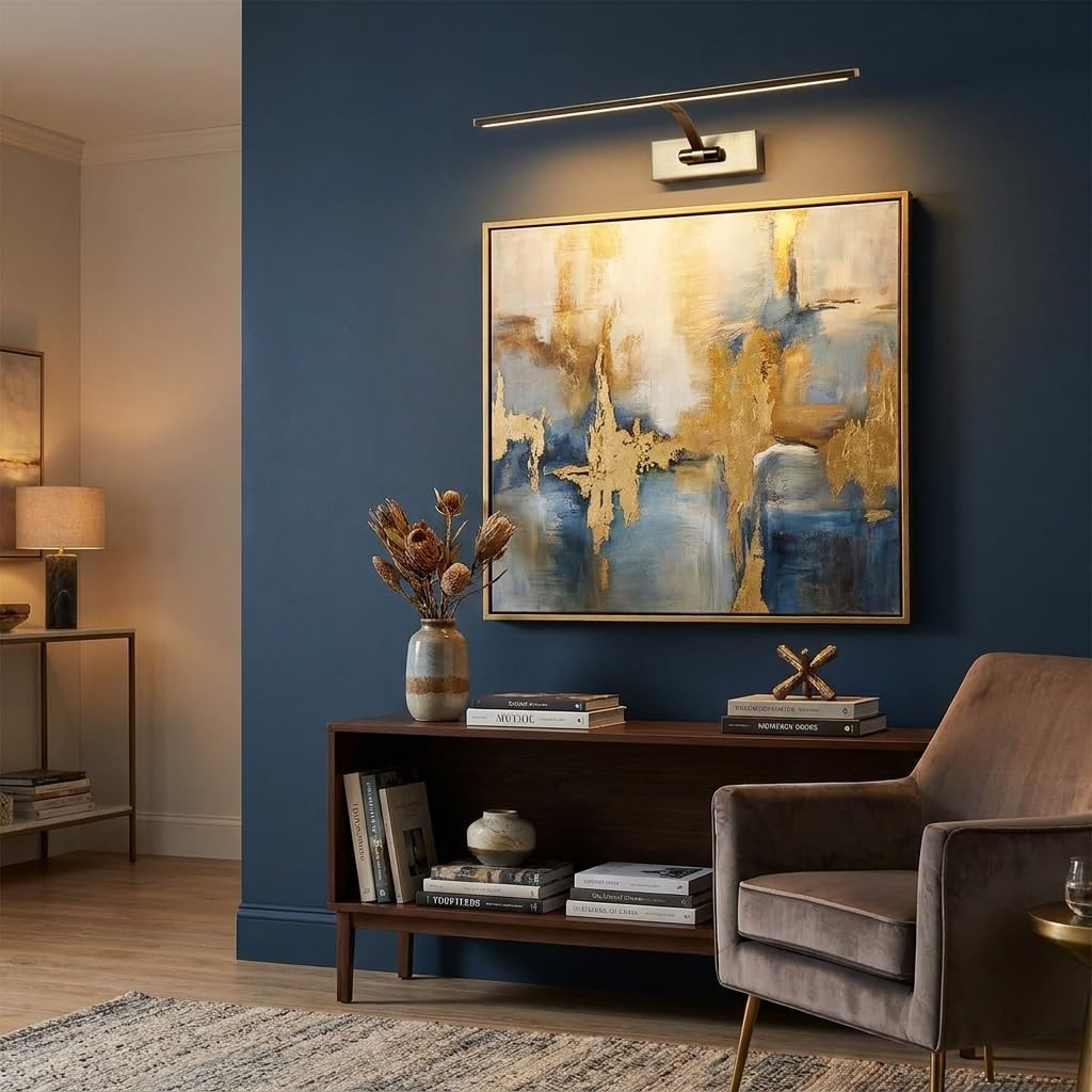 BARCELONA LED - Aplique de Pared LED 6W Ajustable. Iluminacuadros Moderno Luz cálida 2700K. Ángulo de 120°. Aplique de pared interior Bronce | Lámpara para Cuadros, Fotografías y Decoración Interior
