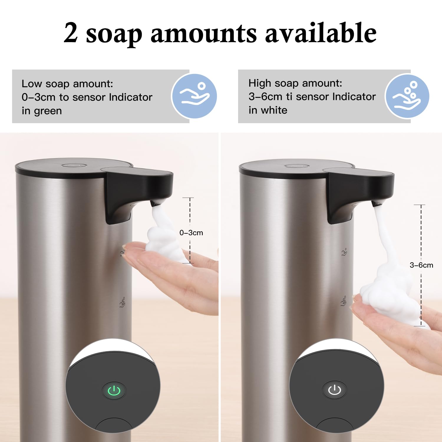 Dispenser di sapone, dispenser automatico di sapone ricaricabile in acciaio inossidabile Touchless Dispenser di sapone schiumogeno per bagno Dispenser automatico di sapone per le mani per cucina