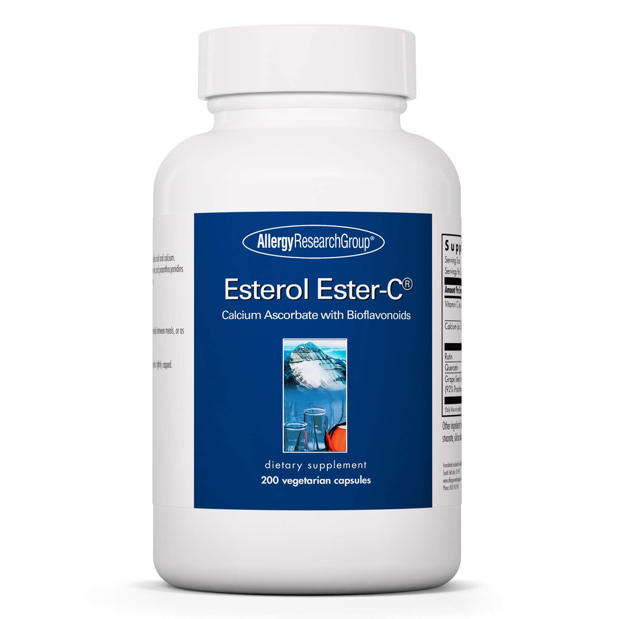 Allergy Research Group Esterol Ester-C - Vitamin C 1350mg Supplement, Immune Support, Calcium Ascorbate with Bioflavonoids, Ascorbic Acid, Rutin, Quercetin, Vegan Capsules - 200 Count