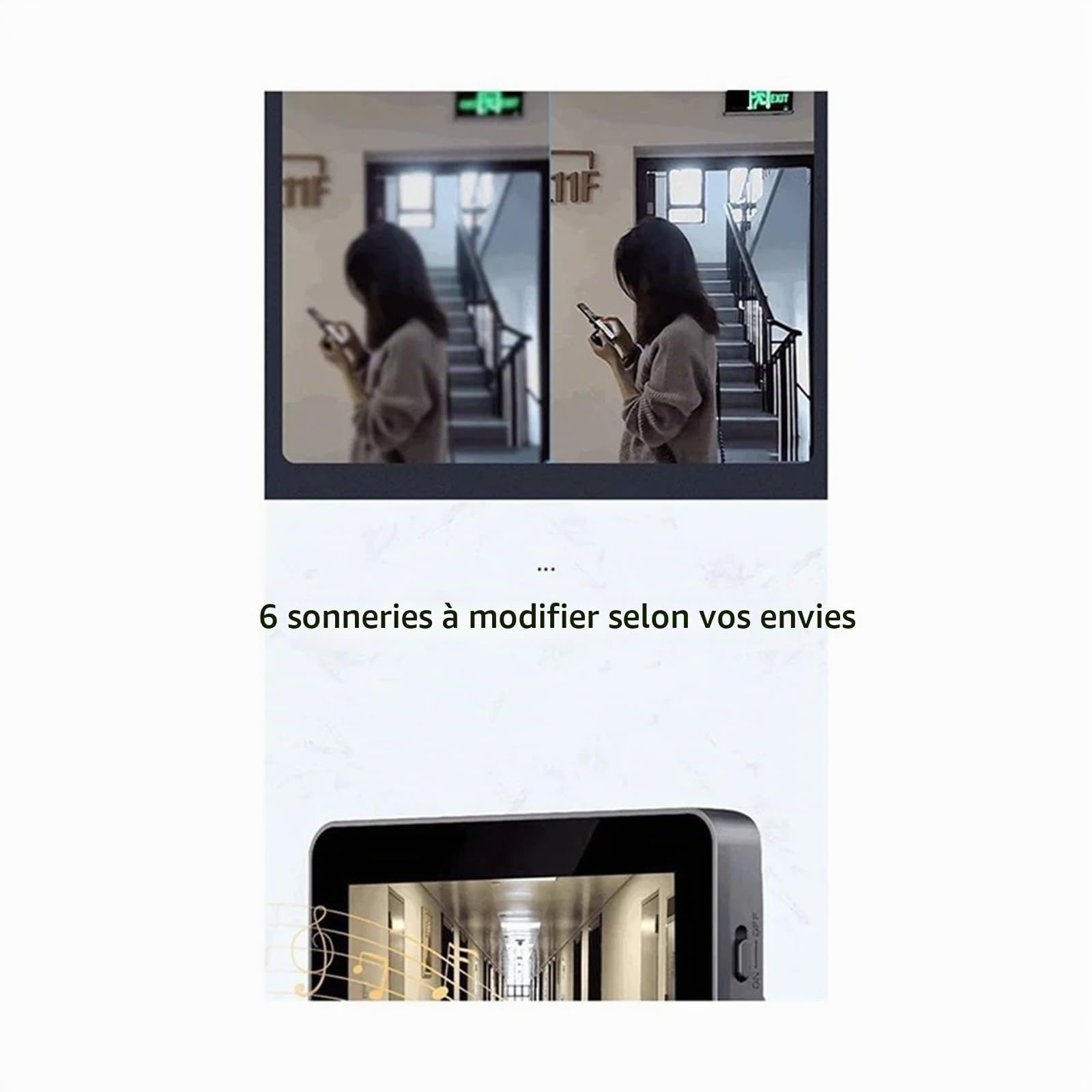 Sonnette Camera, Lot de 2 interphones vidéo sans Fil avec caméra et Sonnette, Vision Nocturne, écran de 4,3 Pouces