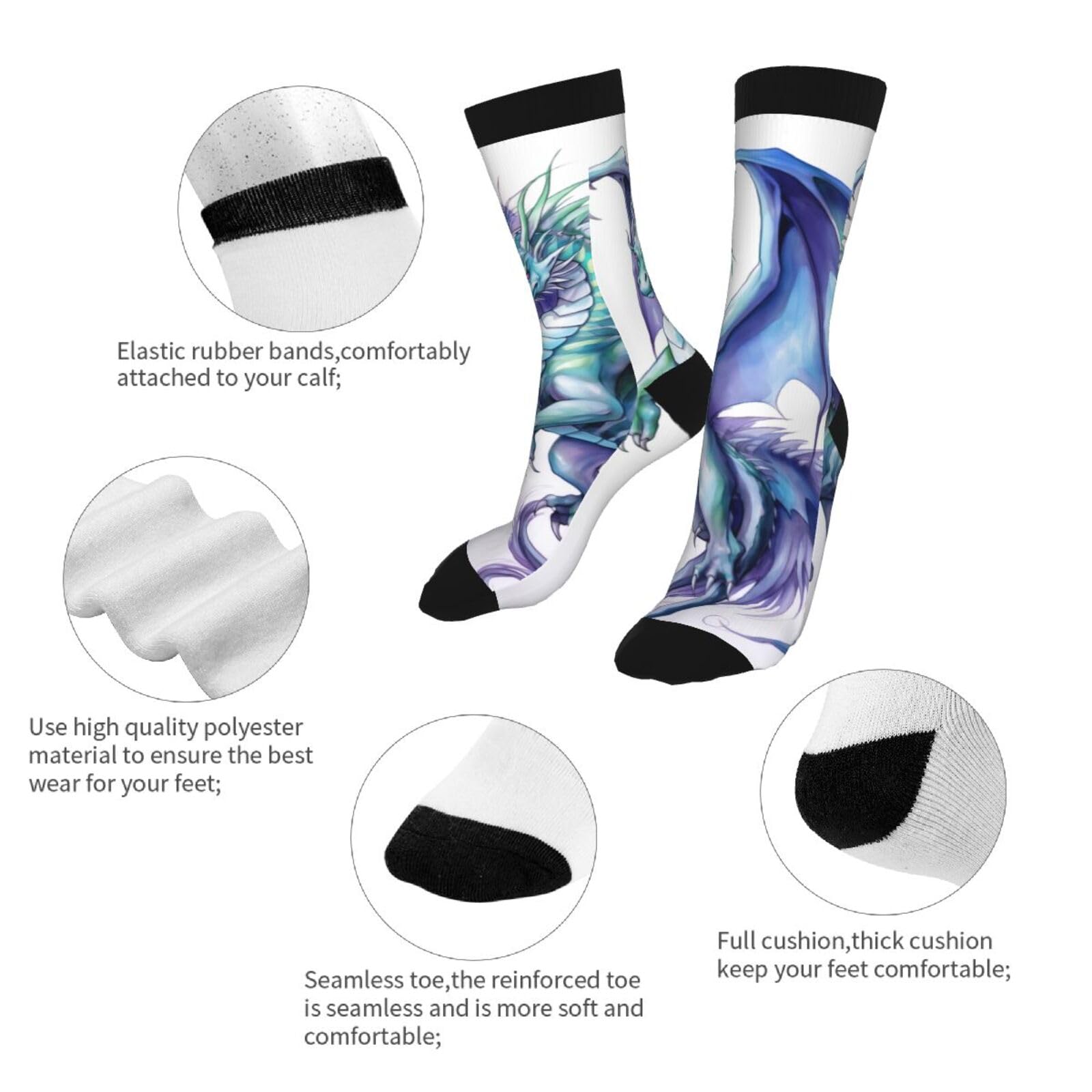 Dragons of The Orient - Calcetines de tubo para hombre y mujer, casuales, divertidos, atléticos, elegantes, novedosos, gráficos que absorben la humedad, regalo