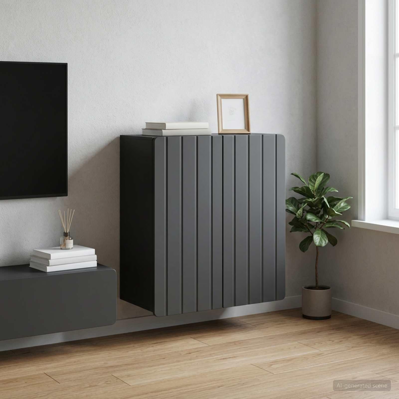 Wandschrank schwarz 59 x 31 x 64 cm aus technischem Holz