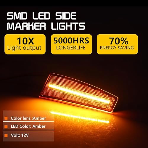 Miniatura 10 de Tonsya Para 2008 2009 2010 2011 2012 Jeep Liberty Parachoques delantero lado luces blanco LED ahumado lente 57010214AC, 57010213AC