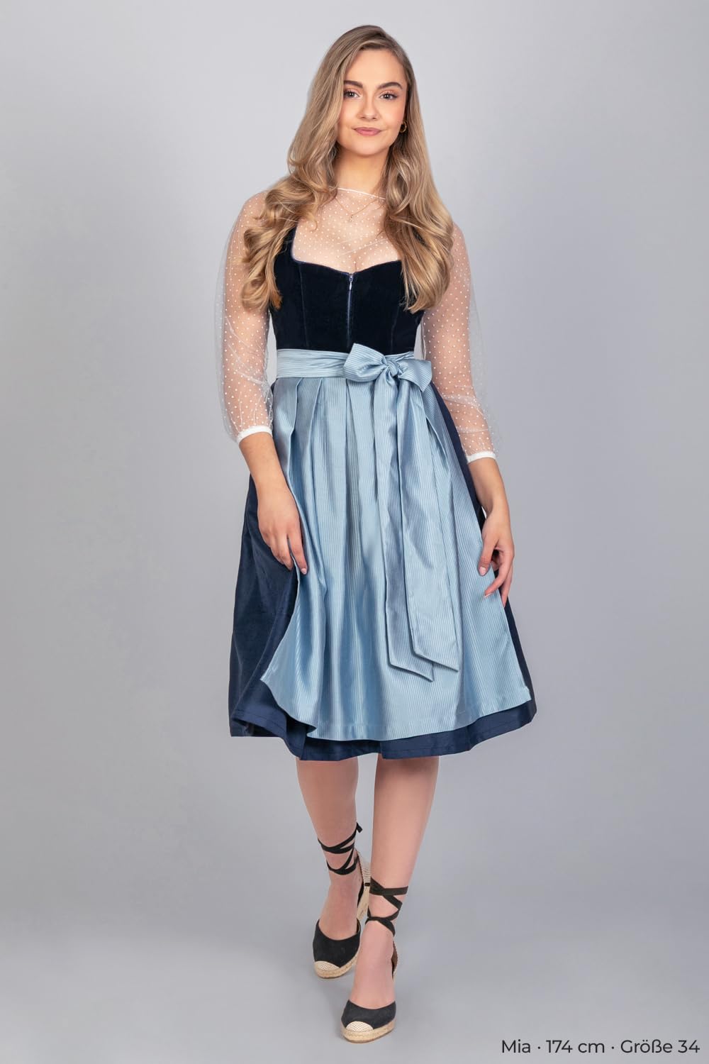 Edelnice Trachtenmode transparente Dirndlbluse Martha mit Ballonärmeln in schwarz oder weiß