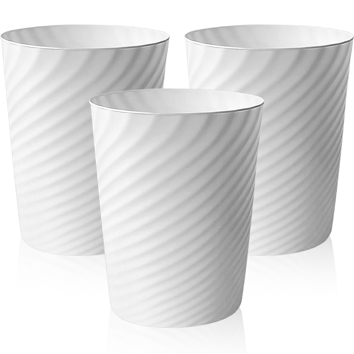 Lighterday 3 Pack Waste Paper Bin,Small Trash Bin Plastic Trash Can,Uncovered Rubbish Bin for Bathroom Office Bedroom Kitchen Toilet (3 Pcs White)