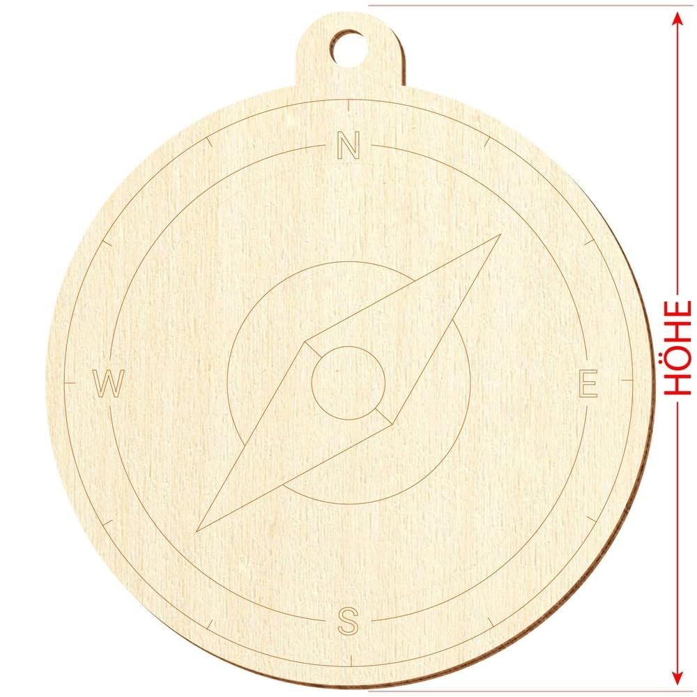 Holz Kompass - Größe 5-50cm, einzeln oder im Set mit 10, 25, 50 und 100 Stück erhältlich. Zum Basteln und Bemalen., Pack mit:1 Stück, Höhe:50cm hoch