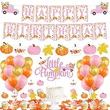 Pumpkin Birthday Decorations Girl, Little Pumpkin Birthday Banner Pumpkin Maple Leaf Garland Pumpkin