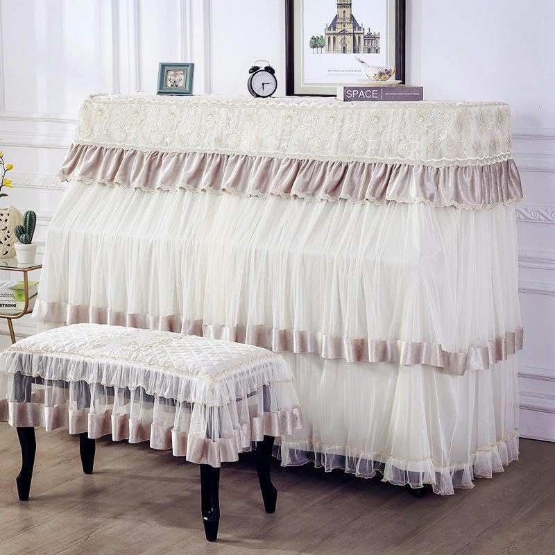 Copertura Pianoforte Verticale 150cm - Velluto Nero Con Oro, Anti Polvere - Foto 13