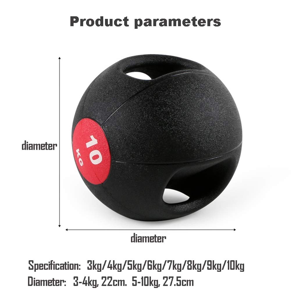 Pelota Medicinal Medicina Bola, Bola elástica con la manija, la Gravedad de la Bola, la Cintura y la Bola del Balance Abdomen, con Boquilla Anti-Fugas, 3KG/4KG/5KG/6KG/7KG/8KG/9KG/10KG