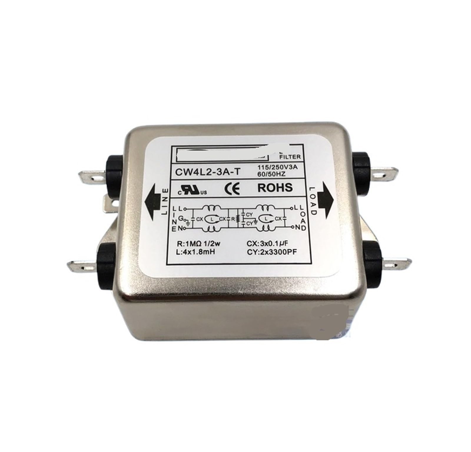 Filtre de puissance bipolaire CW4L2-3A/6A/10A/15A/20A-T pour réseau CA