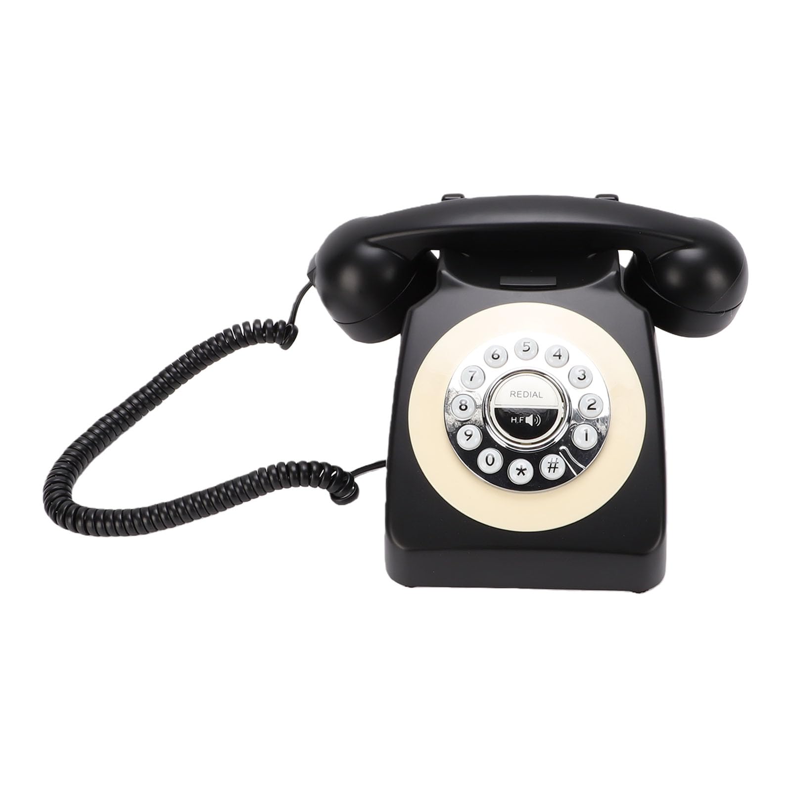 Luocute Telefono Bluetooth retrò, Telefono da Scrivania in Stile Vintage con Cornetta e Vivavoce, Fisso Bluetooth per Smartphone con Ricarica Rapida USB e Riproduzione musicale. (BLACK)
