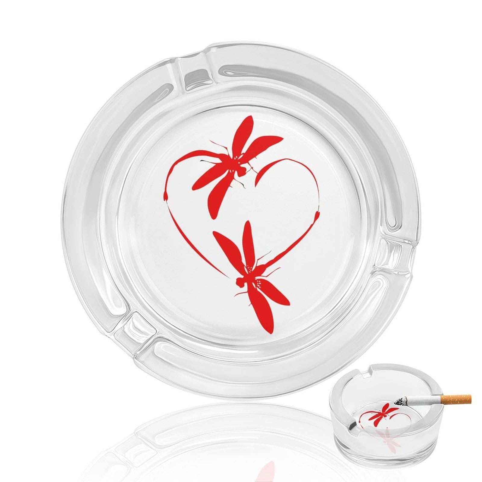 Nclqvjxzkhw Style Watercolor Vintage Dragonfly Dandelion Glass Ashtray Round Ash Tray Smoking Trays For Home Garden Outdoor