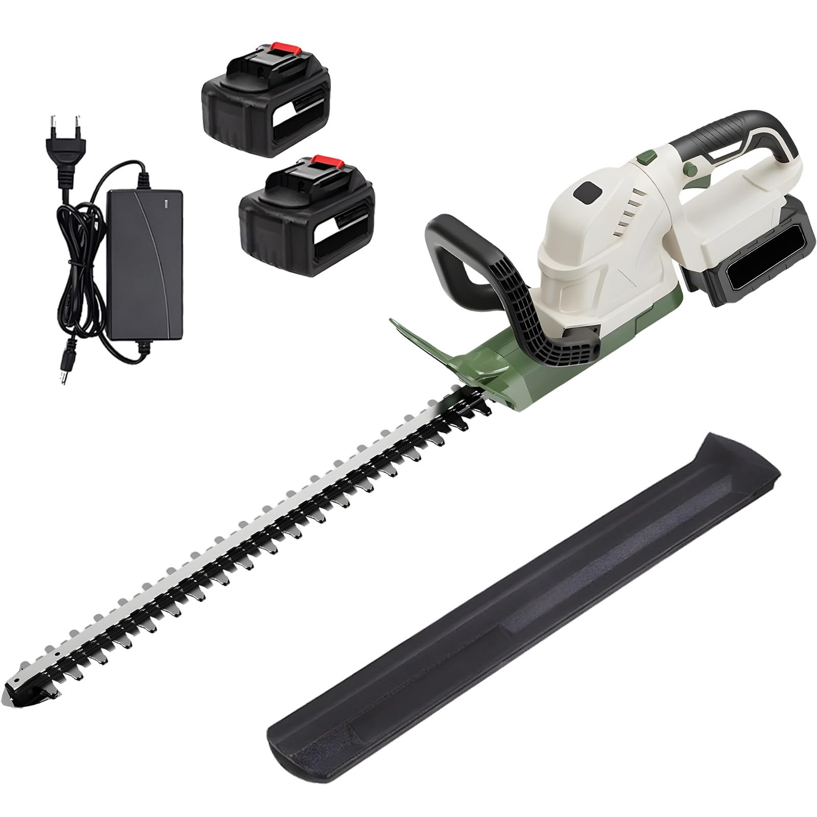 Tagliasiepi Elettrico, Tagliasiepi Portatile a Batteria, Tagliasiepi per Arbusti, con 2 Batterie E Caricabatterie Inclusi, Lama in Acciaio da 50 Cm