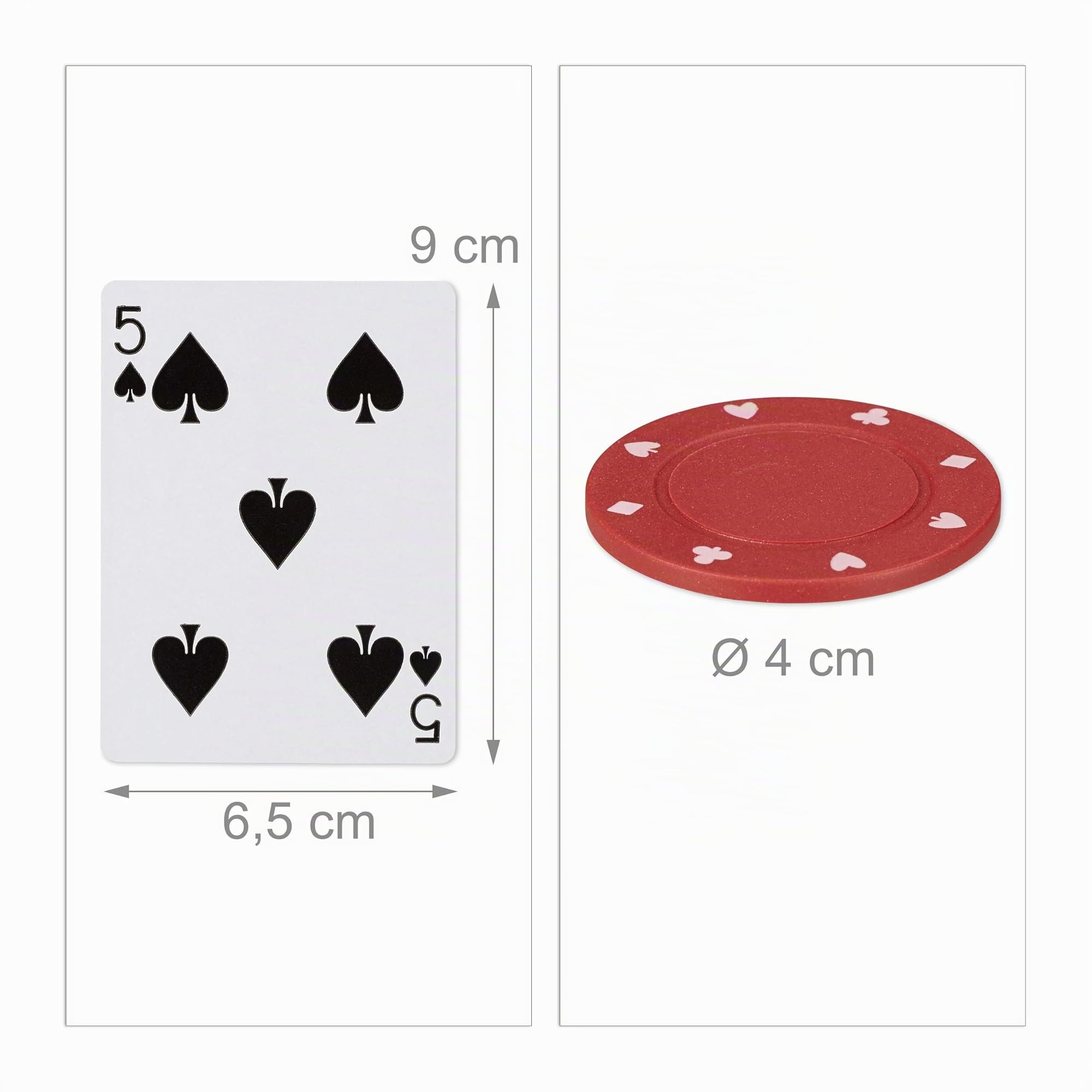 Relaxdays Set da Poker Completo, 200 Fiches, 54 Carte, Tappetino, Cofanetto Colorato
