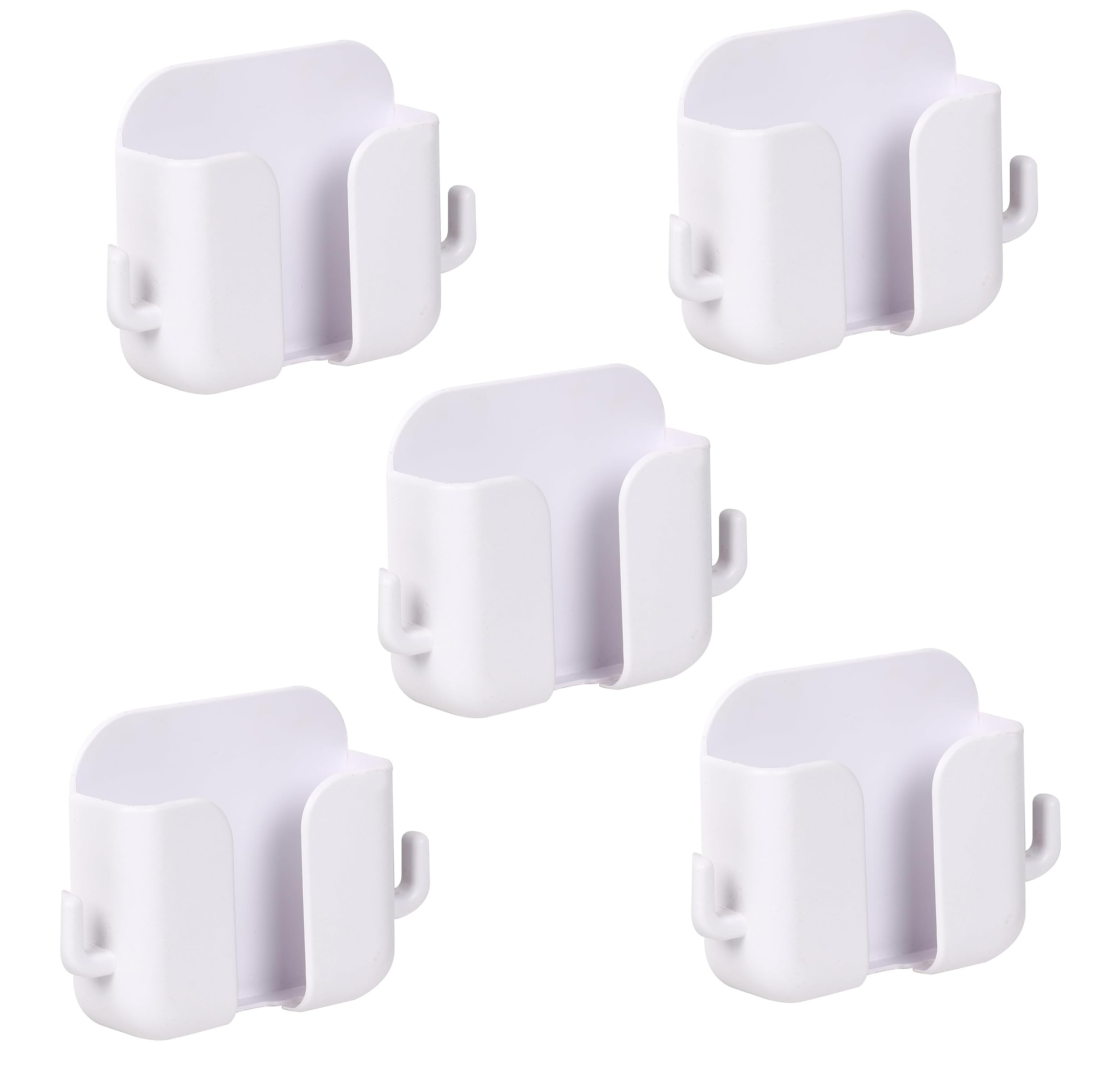 Wall Mounted Adhesive Remote Control Stand Mobile Phone Holder for Charging AC/TV Storage Box for All Smartphones (Set of 5)-image-36
