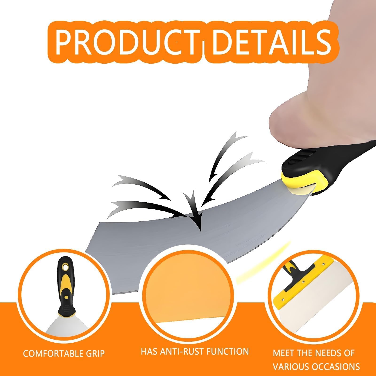 7 Pcs Wallpaper Scraper Tool Set, Stainless Steel Putty Knife, Plastering Tools, Filling Knife Set Paint Scraper Tool Great for Home Improvement Projects — view 3