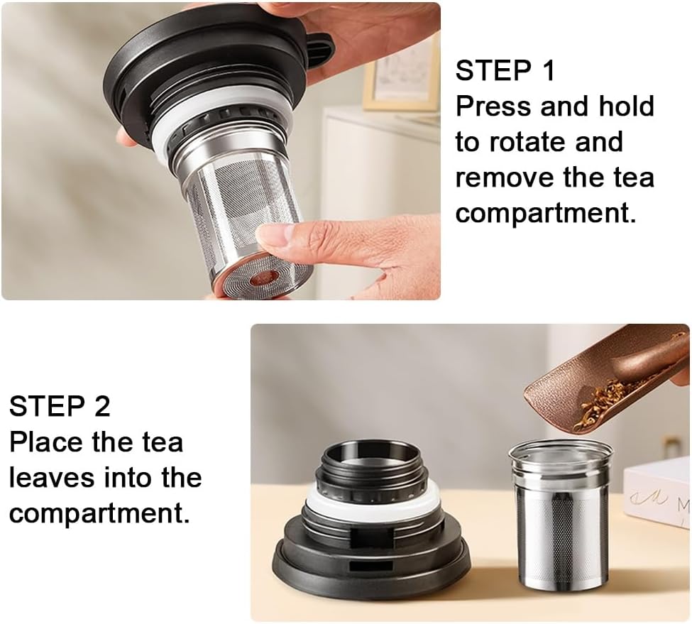 LEIYTFE Thermal Coffee Carafe/Tea Pot,Removable Stainless Steel Filter,Double Wall Vacuum Flask Insulated,Teapot for Office Home Drink Hot Beverage(800ml)