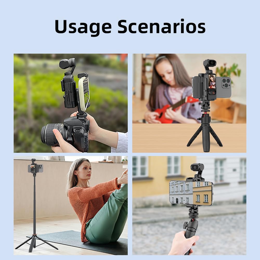 Stojak na telefon DJI Osmo Pocket 3, uchwyt na teleprompter do montażu na telefonie komórkowym, ramka ochronna z otworem gwintowanym 1/10.2 cm, używany ze statywem i drążkiem przedłużającym