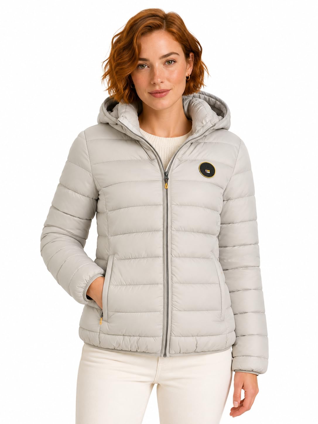 Geographical Norway Atikamap Lady Hood Chaqueta Acolchada Ligera Mujer con Capucha Cremallera Completa Poliamida Bolsillos Laterales Parche Distintivo