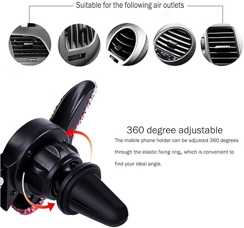 Miniatura 3 de SUNCARACCL Bling - Soporte de teléfono para automóvil, mini salpicadero de automóvil, soporte de teléfono automático, universal ajustable de 360,