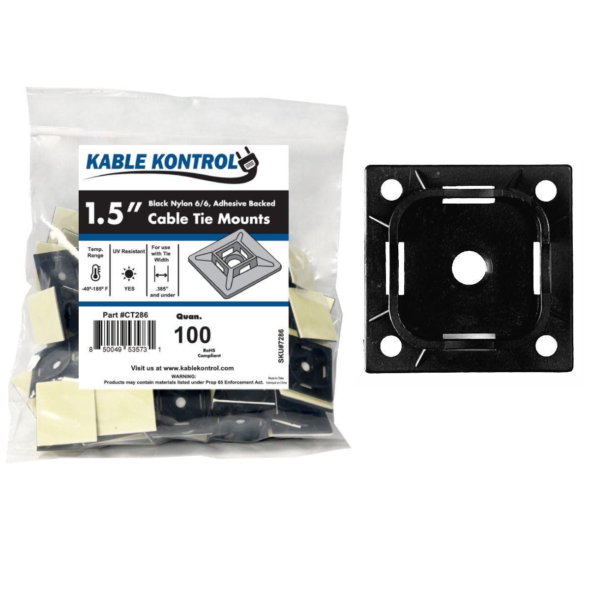 Kable Kontrol 1-1/2 Inch Adhesive Zip Tie Mounts