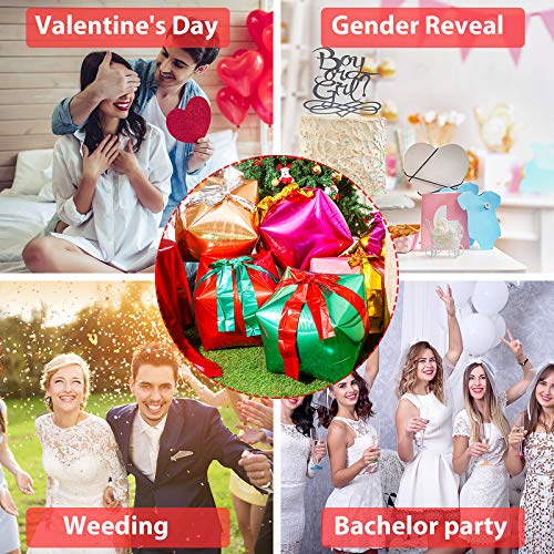 Skylety 8 Pieces Christmas Square Shaped Foil Balloons Gift Box Cube Aluminum Foil Balloon for Happy Xmas Birthday Party Decoration, 24 Inch (Multicolor) - Image 8