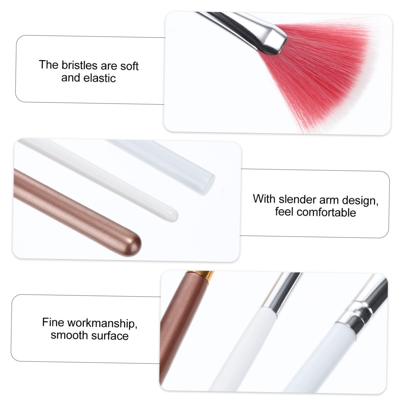 ABOOFAN 15pezzi Spazzole Fan-shaped Per Applicatori Per Illuminante e Blush Per Rosa Per Cosmetici