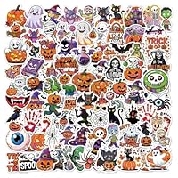 102 PCS Happy Halloween Stickers - Holographic Halloween Party Favors Pumpkin Holiday Sticker Crafts Hallowee Vinyl Sticker for Water Bottle Basket Decorations Goodie Bags Stuffers Supplies Props