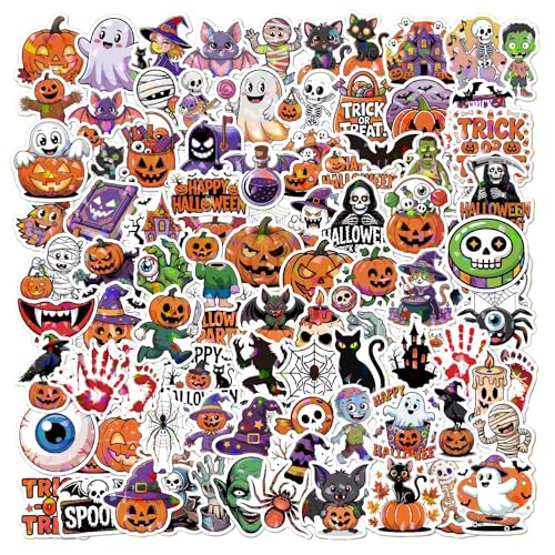 100 PCS Halloween Stickers Bulk - Non Candy Halloween Treats Party Favors Decorations for Indoor Classroom Games Crafts and Spooky Party Supplies
