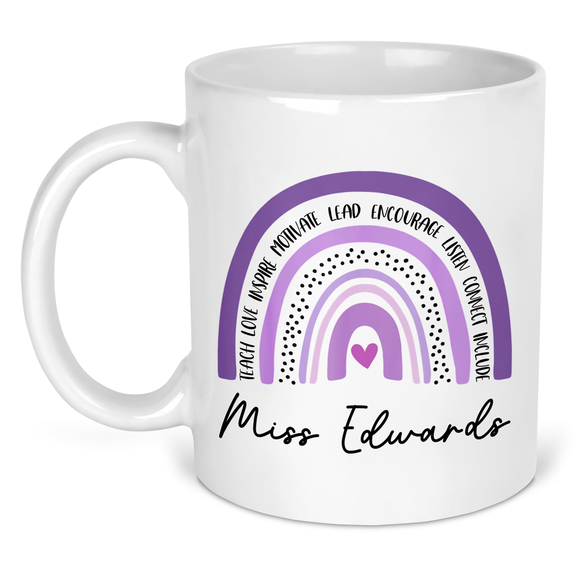 Chicken Craft Personalised Teacher Name Mug - Custom Gift for End of Term, Thank You Present for Nursery Staff, TAs & Teaching Assistants - Appreciation Mug (Purple Rainbow)