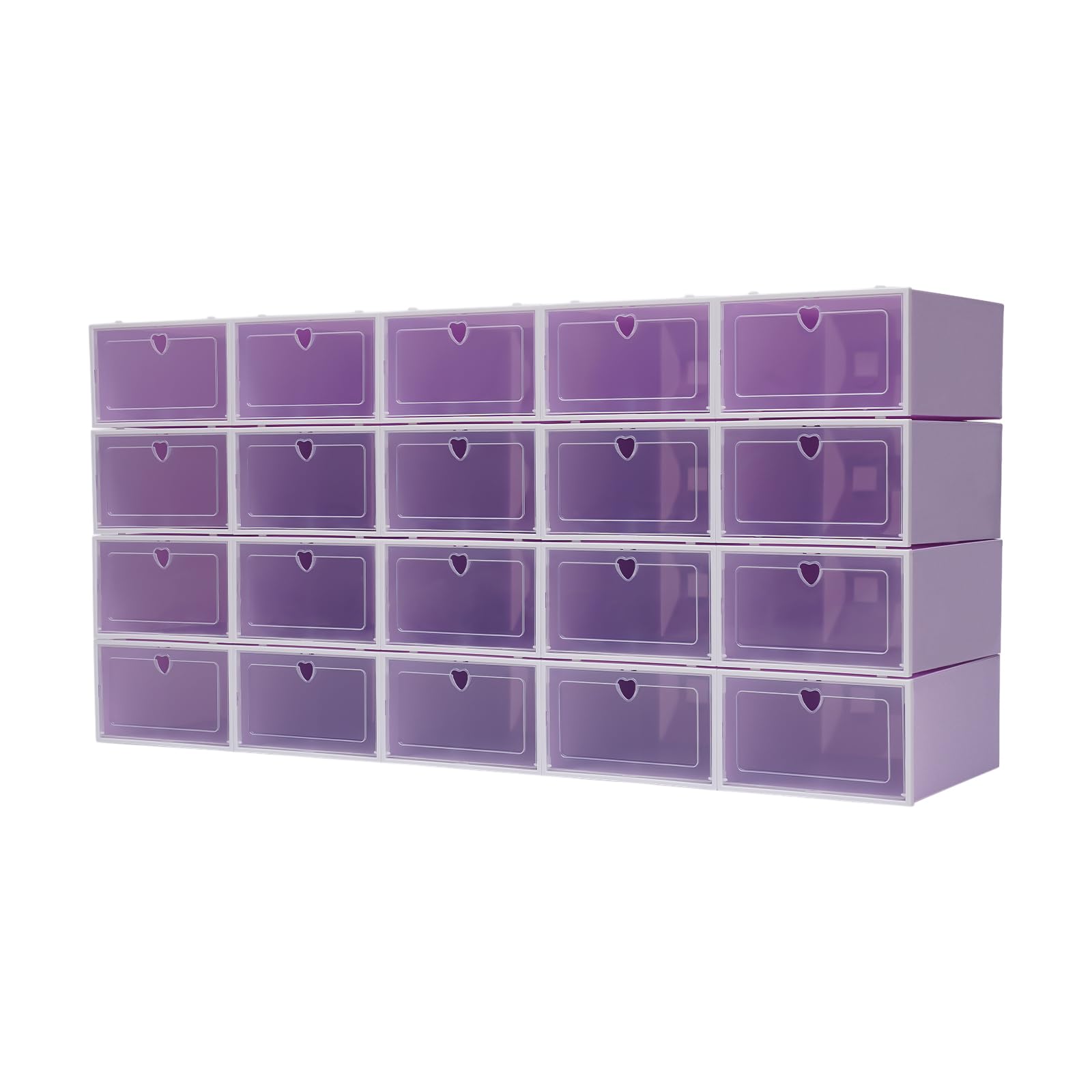 Jondanecy 20Pcs|Purple 20Pcs Shoe Rack Plastic Box Organizer Stackable Shoe Rack Cabinet Shoe Storage Organizer Cabinet Portable Shoe Shelves Door Shoe Organizer For Closet Hallway Bedroom Entryway