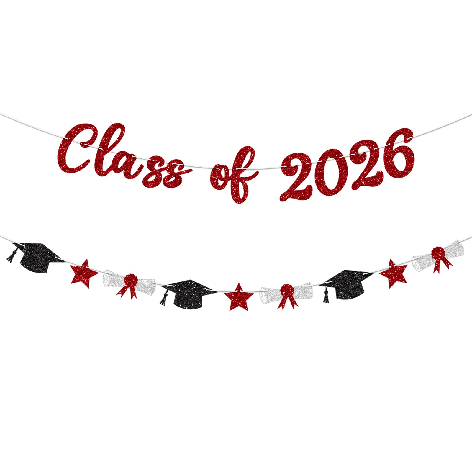 Blopee Class of 2026 Banner Red Graduation Decorations Prestrung 2026 Graduation Banner for Congrats Grad 2026 Senior High School College Grad Party Decorations