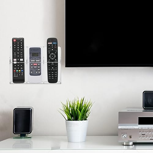 Miniatura 4 de HBlife Organizador de soporte remoto de acrílico, soporte de pared transparente para TV con control remoto para mesita de noche, caja de