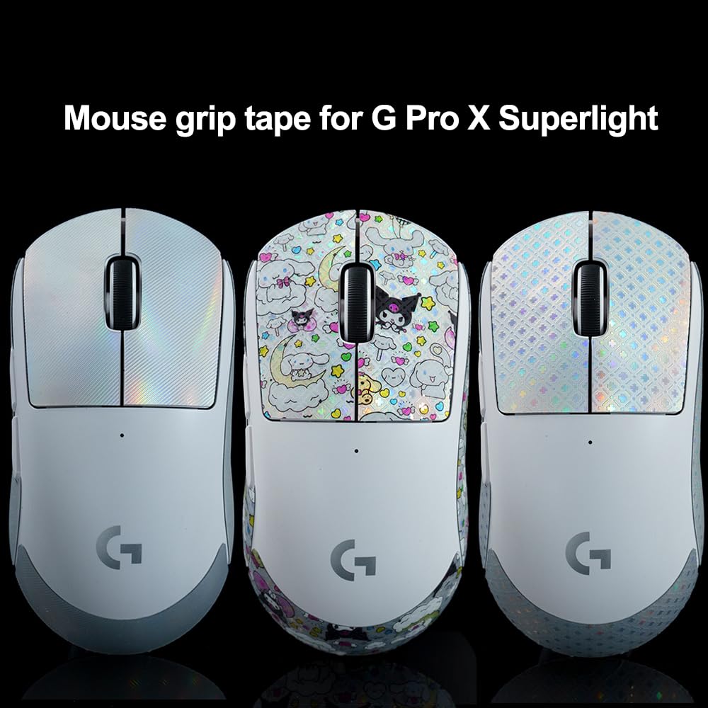 Bandes Antidérapantes Pour Souris Logitech GPX 2 Dex - Absorbantes, Facile à Retirer, 12 Combos De Motifs - Améliore La Prise En Main