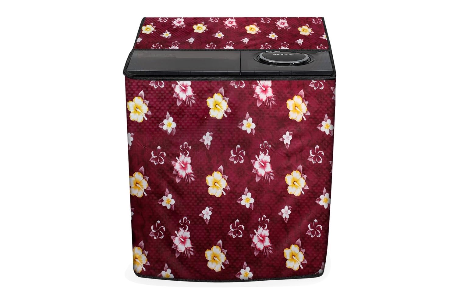 Stylista Washing Machine Cover Compatible for LG 7.5 kg P8537R3SA semi Automatic Floral Pattern Red-picture-29