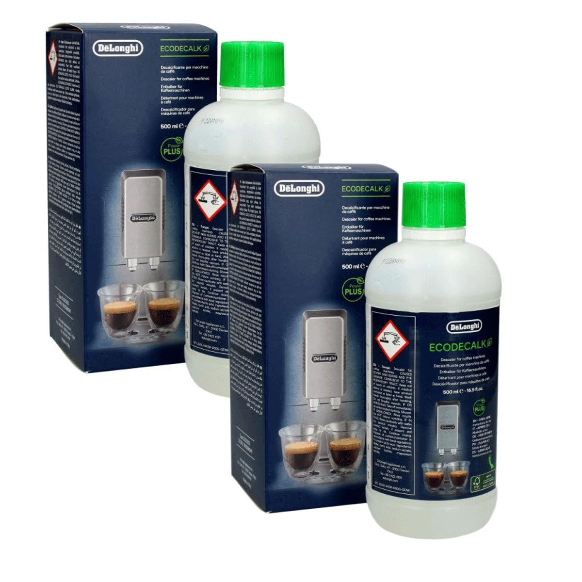 2x EcoDecalk von Delonghi für Kaffeevollautomaten Entkalker und eine Delonghi Reinigungsbürste